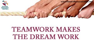 graphic that says teamwork makes the dream work