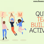 graphic that says quick team building activities