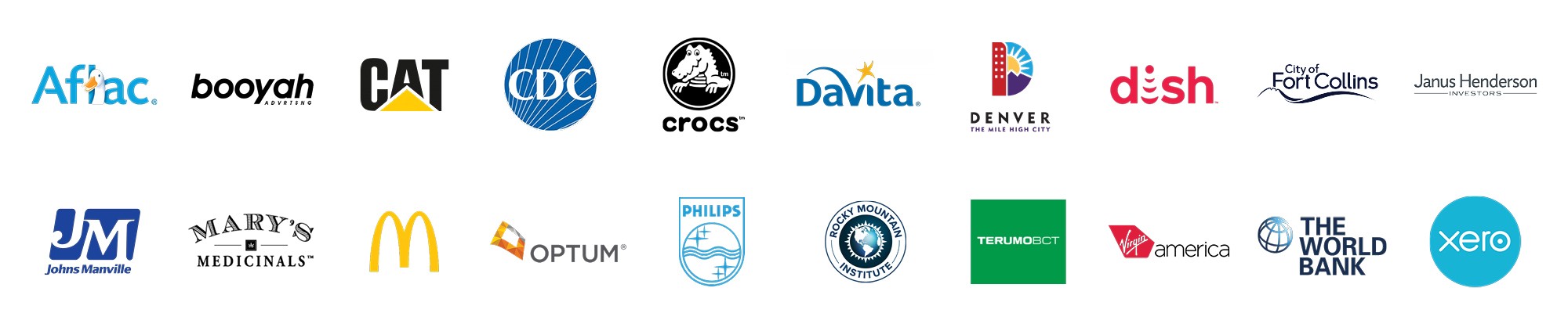 two rows of client logos