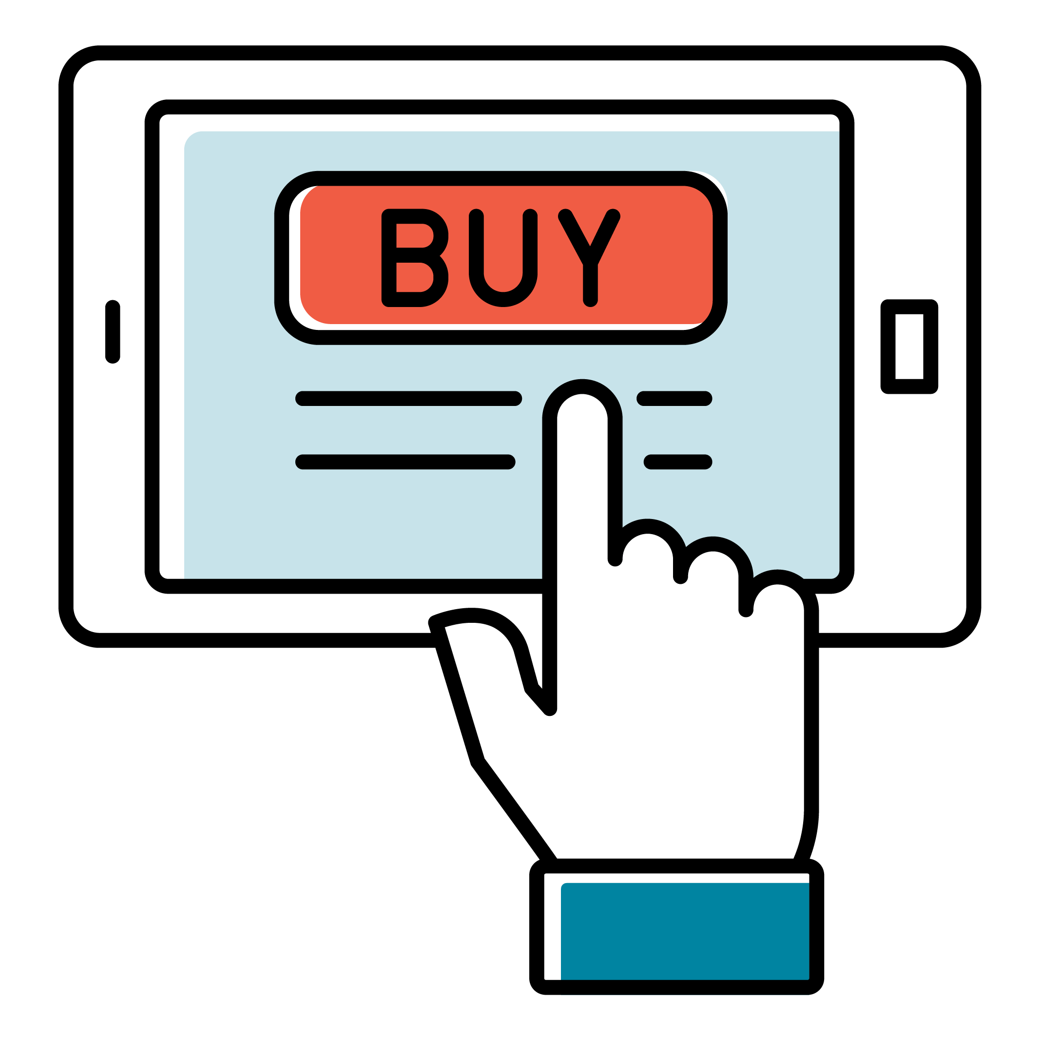 icon of ecommerce on a tablet